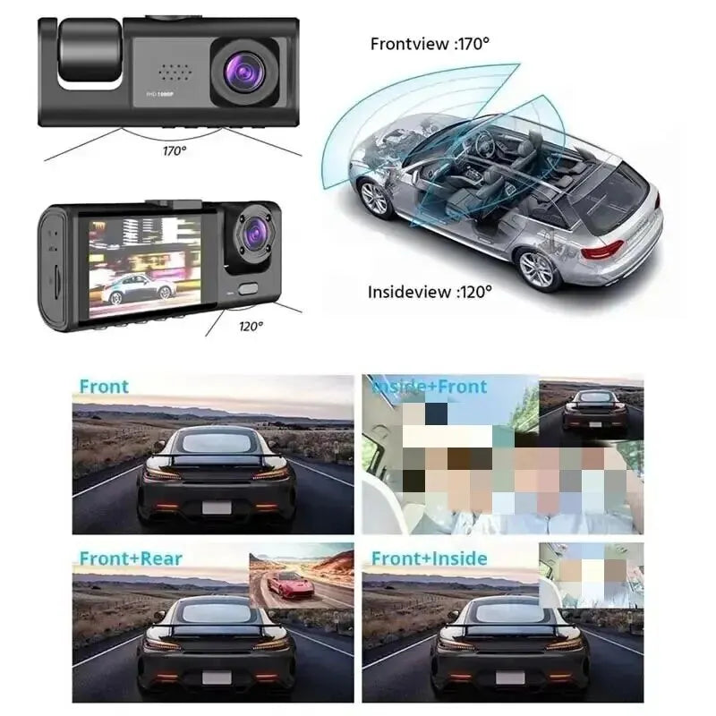 Camera Veicular, com gravador DVR Alta Definição 1080P Vídeo, gravação de 3 canais, simples instalação e muito funcional.